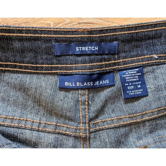 Bill Blass Jeans High Rise Wide Leg Dark Denim Y2K Contrast Stitching Size 14 - Picture 9 of 10